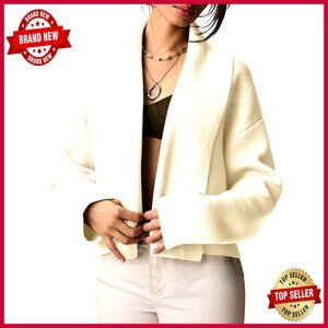 Cropped Cardigan Open Front Long Sleeve Sweater Jacket Medium